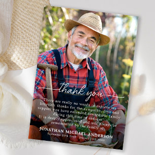 Simple Funeral Photo Personalised Remembrance Thank You Card