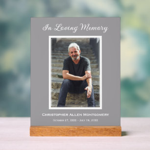 Simple Funeral Photo Sympathy Memorial Acrylic Sign