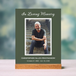 Simple Funeral Photo Sympathy Memorial Acrylic Sign