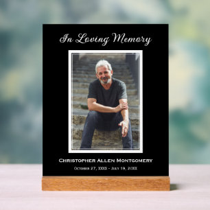 Simple Funeral Photo Sympathy Memorial Acrylic Sign
