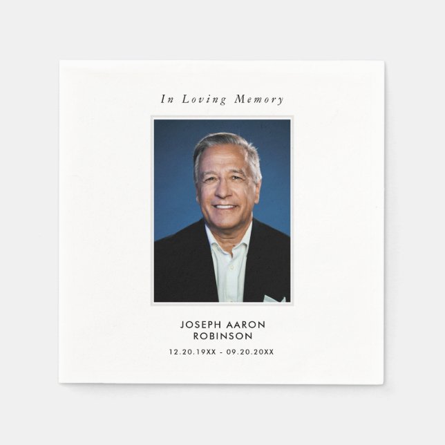 Simple Funeral Photo Sympathy Memorial Napkin (Front)