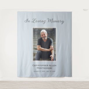 Simple Funeral Photo Sympathy Memorial Pale Blue Tapestry