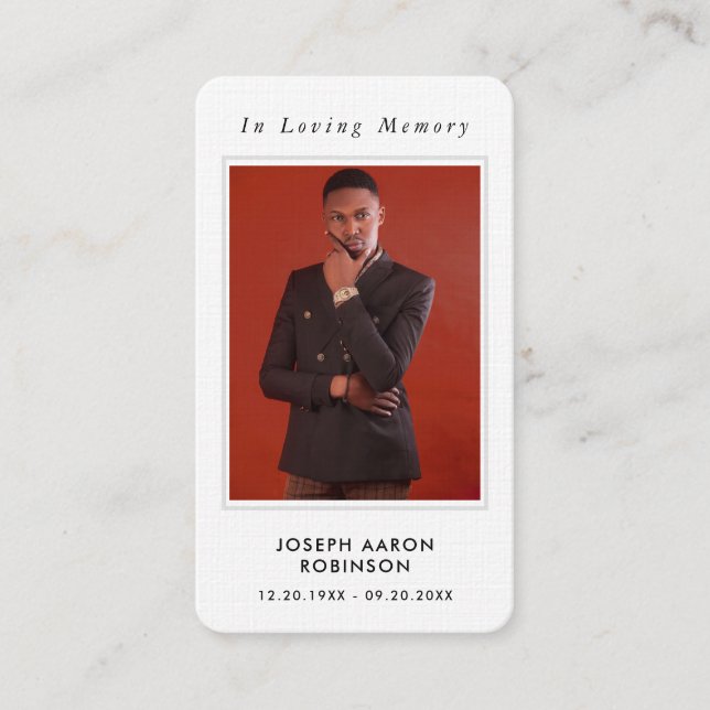 Simple Funeral Photo Sympathy Memorial Prayer Card (Front)