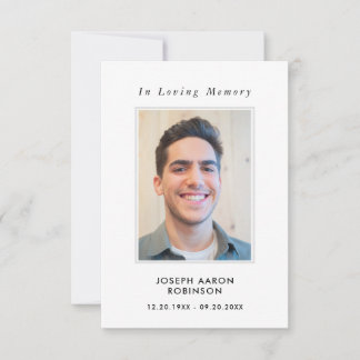 Simple Funeral Photo Sympathy Memorial Prayer Card