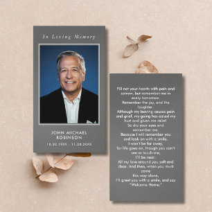 Simple Funeral Photo Sympathy Memorial Prayer Card
