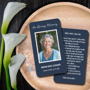 Simple Funeral Photo Sympathy Memorial Prayer Card