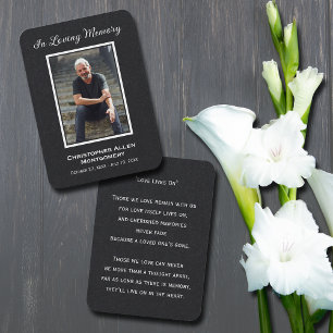Simple Funeral Photo Sympathy Memorial Prayer Card