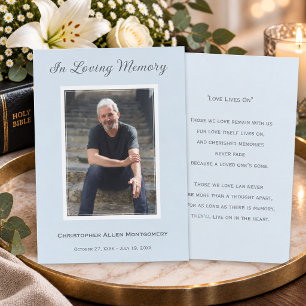Simple Funeral Photo Sympathy Memorial Prayer Card