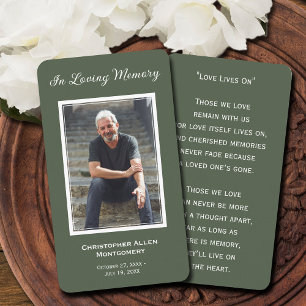 Simple Funeral Photo Sympathy Memorial Prayer Card