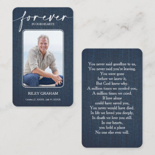 Simple Funeral Photo Sympathy Memorial Prayer Card