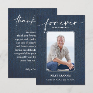 Simple Funeral Photo Sympathy Memorial Thank You Card