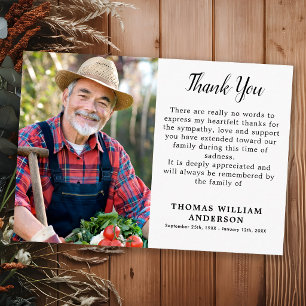 Simple Funeral Photo Thank You Card Sympathy Note