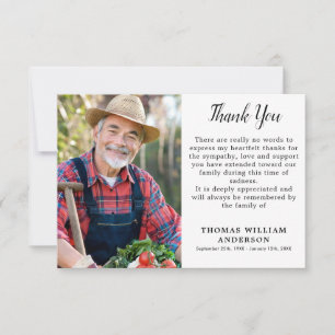 Simple Funeral Photo Thank You Card Sympathy Note