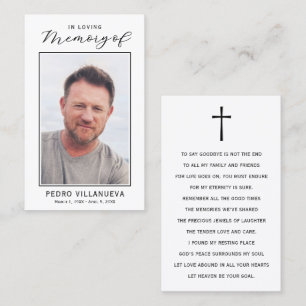 Simple Funeral Prayer Photo Sympathy Cards