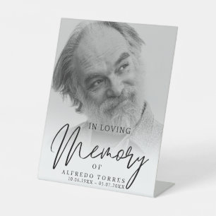 Simple Funeral Sympathy Photo Memorial  Pedestal Sign