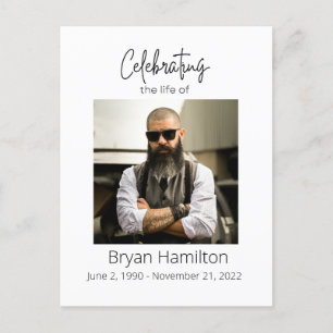 Simple Funeral Sympathy Photo Memorial Postcard