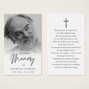Simple Funeral Sympathy Photo Memorial Prayer Card