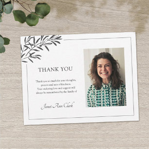 Simple Funeral Thank You Card with Photo