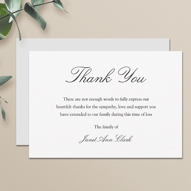 Simple Funeral Thank You Note Card (Creator Uploaded)
