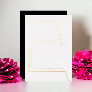 Simple Funny Black And White Modern Wedding Gold