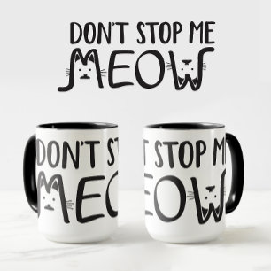 Simple Funny Black White Cat Mum Cat Dad Typo Mug