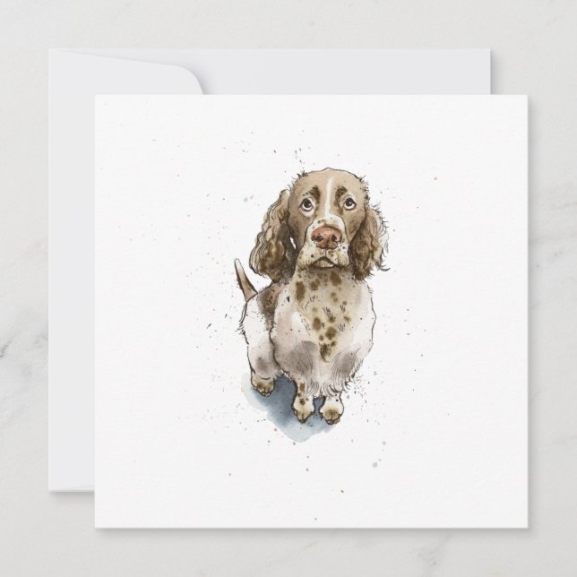 Simple Funny cute Springer Spaniel Dog Thank you Card (Front)