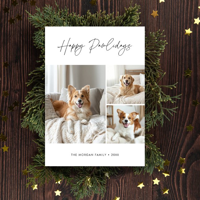 Simple Funny Dog Photo Christmas Happy Pawlidays  Holiday Card (Creator Uploaded)