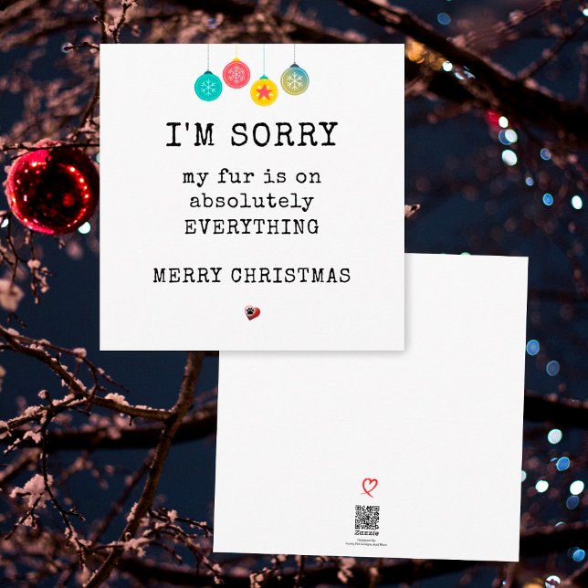 Simple Funny Fur Merry Christmas From Dog Holiday Card (Front and Back)