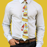 Simple Funny Hamburger and Hot Dog Humour Tie<br><div class="desc">This design features simple funny humour food men,  for him BBQ modern minimalist,  chef cook barbeque fun whimsical,  hamburger hotdog ketchup mustard,  minimal whimsical food party,  unique cool foodie illustration,  clean simple design style,  watercolor whimsical art artwork,  dad husband grandpa boyfriend,  unique gift ideas for men</div>