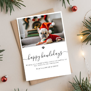 Simple Funny Happy Howlidays Pet Dog Photo Holiday Card