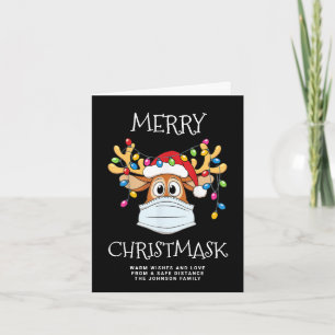 Simple Funny Merry Christ-Mask Reindeer Greeting Holiday Card