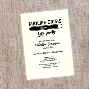 Simple Funny Midlife Crisis Loading 50th Birthday Invitation
