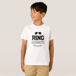 Simple Funny Ring Security Wedding Favour Kid T-Shirt<br><div class="desc">This cute wedding kid t-shirt makes the perfect gift for your ring security on your wedding day! It features an illustration of a pair of aviator sunglasses with the caption "Ring Security". This pin can be easily customised with your name.</div>