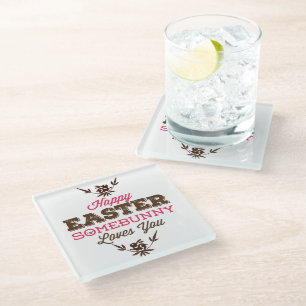 Simple Funny Text-Happy Easter Glass Coaster