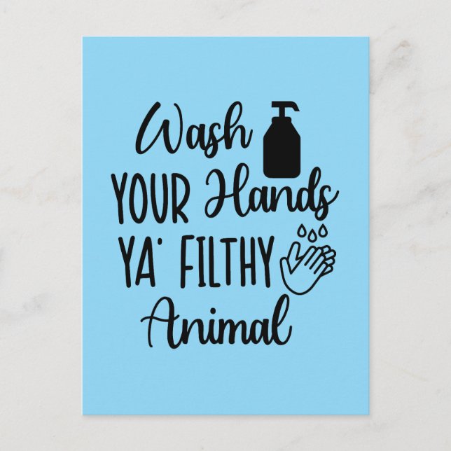Simple Funny Wash Your Hands Bathroom Reminder Postcard (Front)