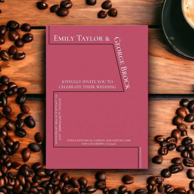 Simple Funny White Script Magenta Modern Wedding Invitation (Creator Uploaded)