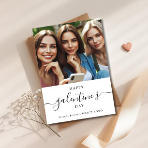 Simple Galentine's Day Friends Forever Photo Holiday Card