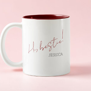 Simple Galentine's Day Minimalist Chic Script Two-Tone Coffee Mug