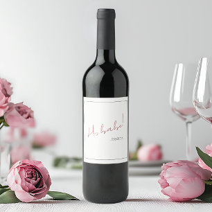 Simple Galentine's Day Minimalist Chic Script Wine Label