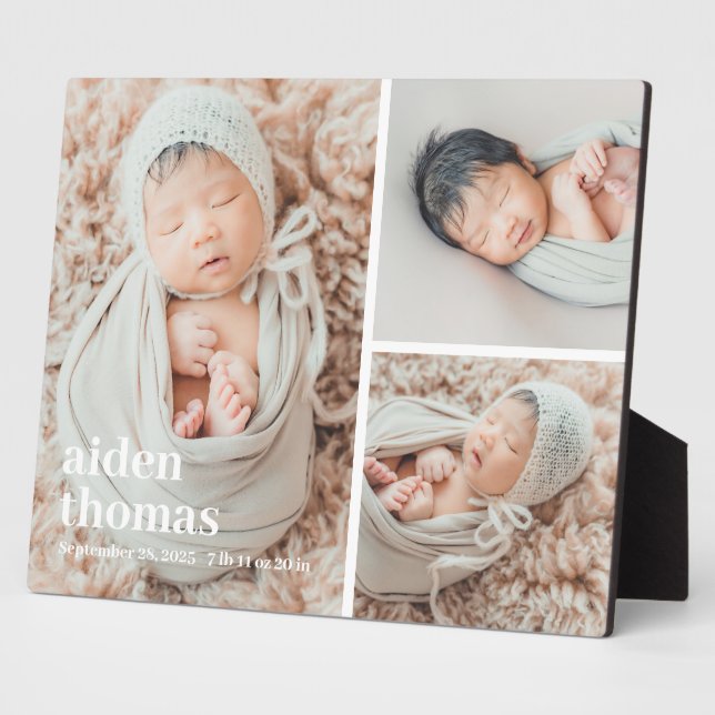 Simple Gallery Of Three Personalised Photo Desktop Plaque (Side)