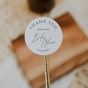 Simple Gender Neutral Baby Shower Thank You Favour Classic Round Sticker