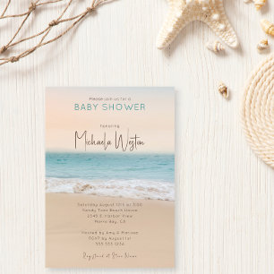 Simple Gender Neutral Beach Baby Shower  Invitation