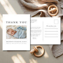 Simple Gender Neutral Thank You Baby Photo Birth
