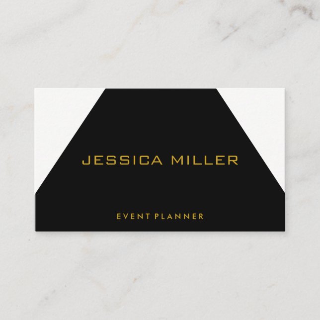 Simple Geometric Black and White Business Card (Front)
