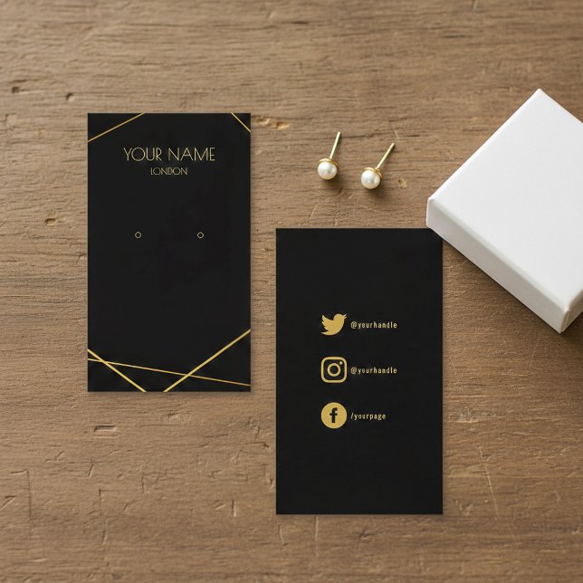 Simple geometric gold earring miniature display business card (Simple geometric gold earring miniature display business card.)