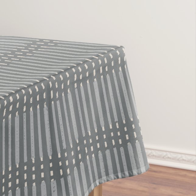 Simple geometric minimalist lines dots marsala blu tablecloth (In Situ)