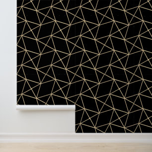 Simple Geometric Modern Classy Deco Black And Gold Wallpaper