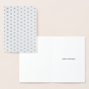 Simple Geometric Pattern Happy Birthday Silver Foil Card