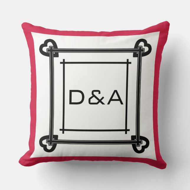 Simple geometric pattern in red and black tones cushion (Front)
