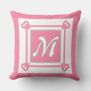 Simple, Geometric, Pattern ,Pink , Grey  Cushion